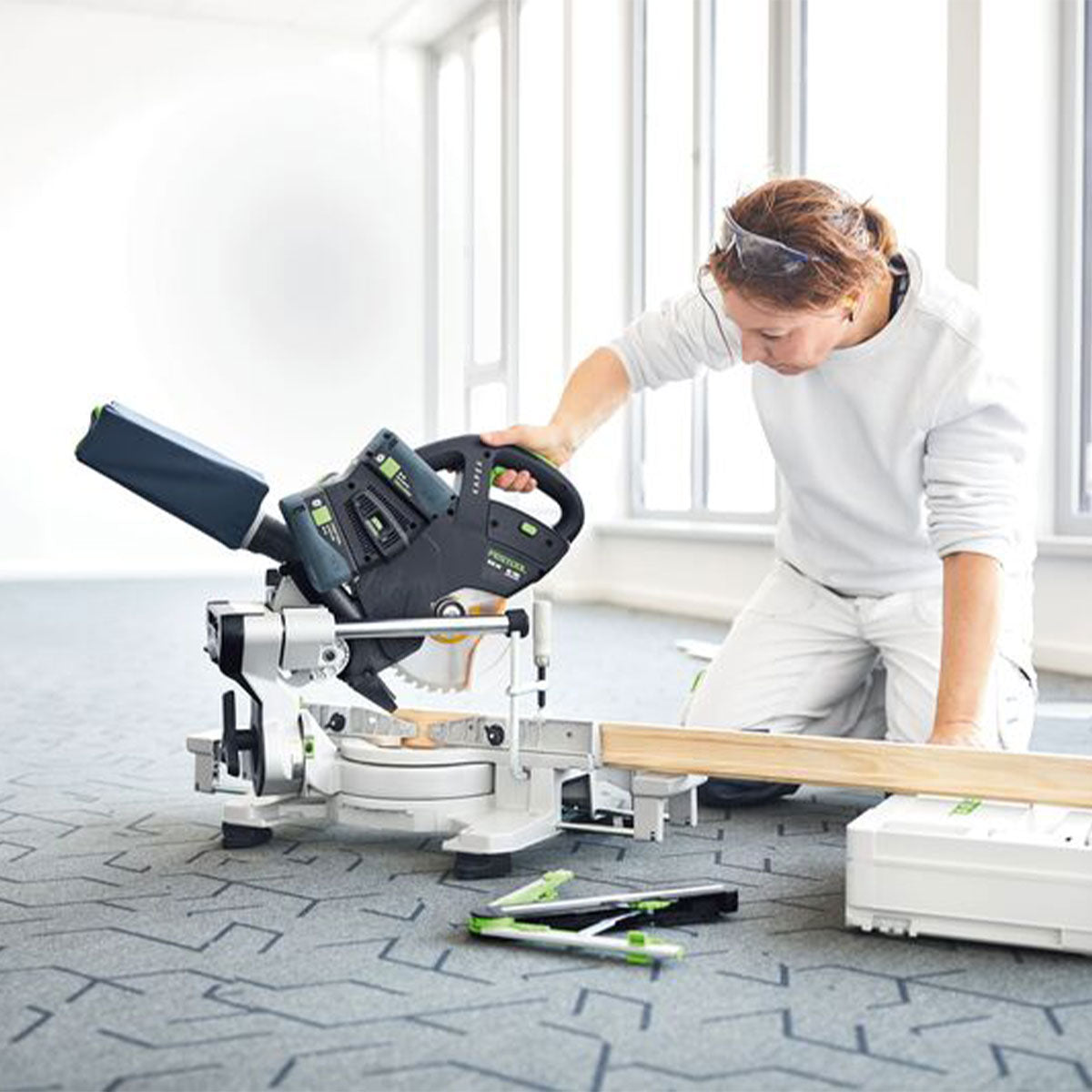 Festool KSC 60 EB-Basic 36V Master Edition Brushless 216mm Sliding Compound Mitre Saw with 2 x 5.0Ah Battery & Rapid Charger