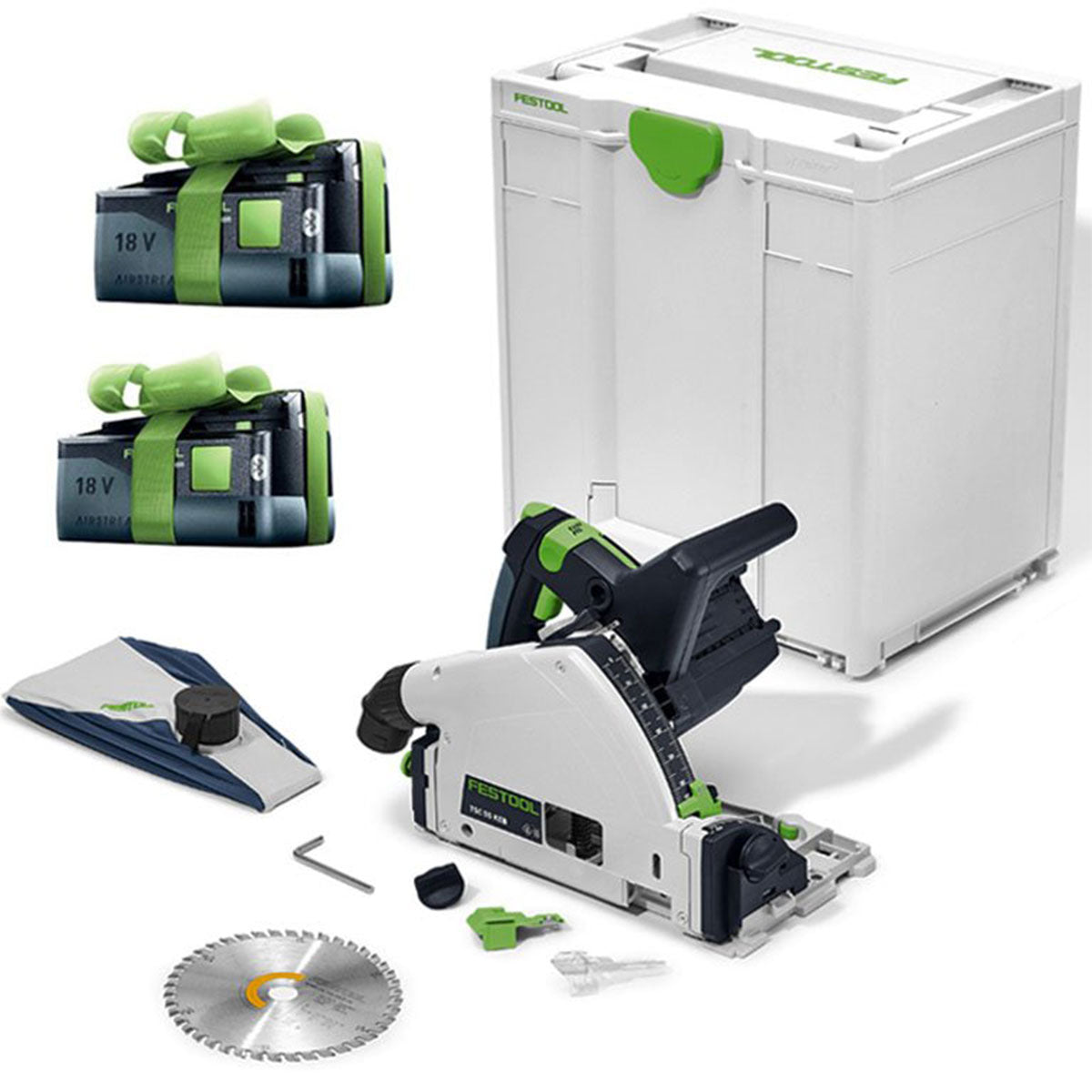 Festool TSC 55 KEB-Basic-5,0 GB 18V Brushless Cordless Plunge Cut Saw With 2 x 5.0Ah Batteries - 577589