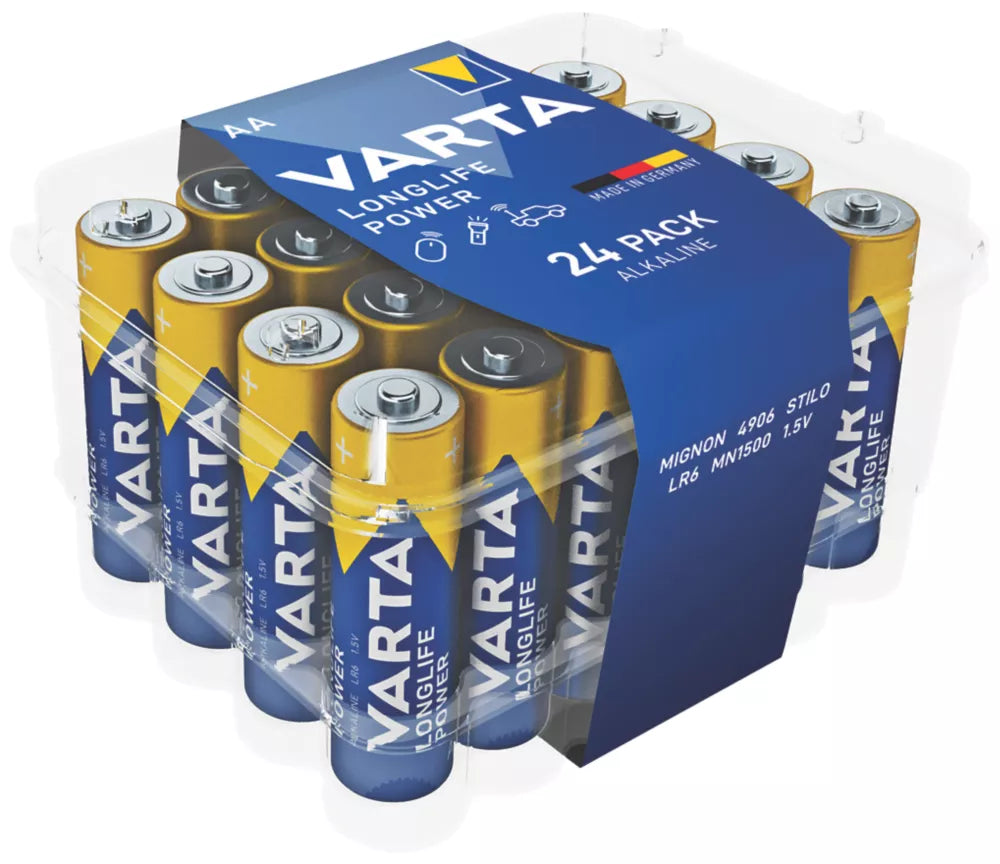 VARTA LONGLIFE POWER AA ALKALINE HIGH ENERGY BATTERIES 24 PACK