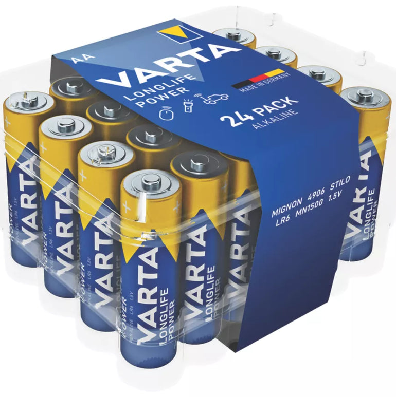 VARTA LONGLIFE POWER AA ALKALINE HIGH ENERGY BATTERIES 24 PACK