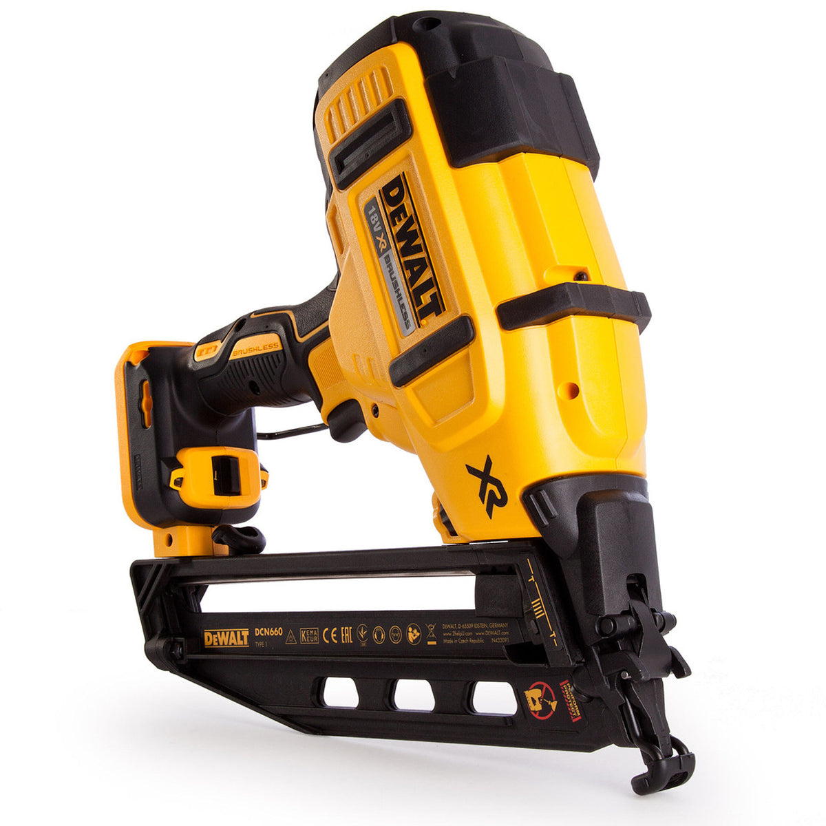 DeWalt DCN660N 18V Brushless Second Fix Nailer with 1 x 5.0Ah Battery Charger & 20" Bag