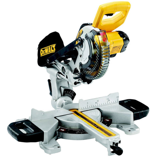 Dewalt DCS365N 18V XR Cordless 184mm Slide Mitre Saw with 2 x 5.0Ah Batteries & Charger + Leg Stand