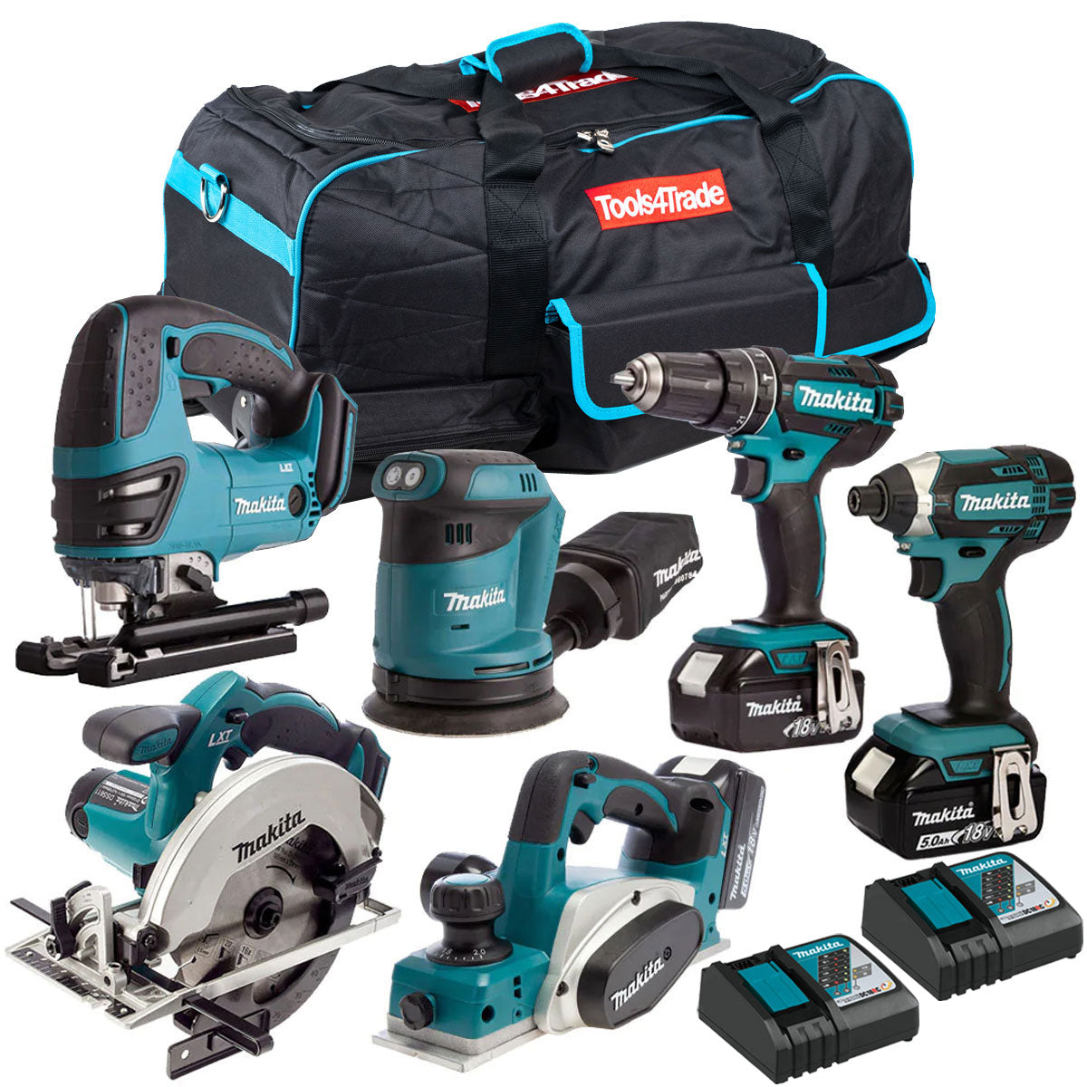 Makita 18V 6 Piece Tool Kit with 3 x 5.0Ah Batteries & Charger T4TKIT-3381