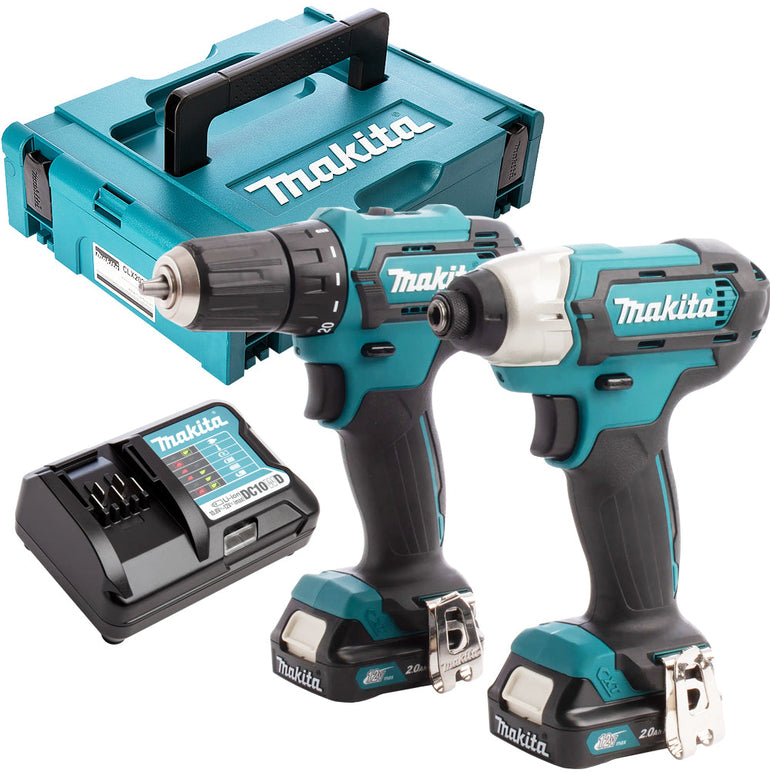 Makita CLX224AJ 12V Max CXT 2 Piece Cordless Kit With 2 x 2.0Ah Batteries & Charger In Case