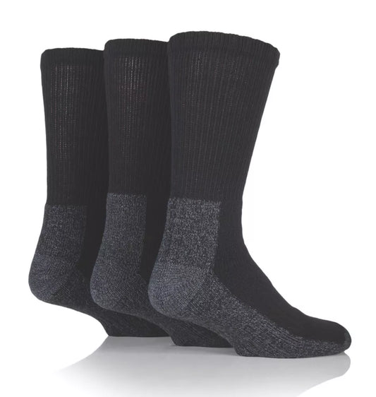 SOCKSHOP HEAVY DUTY SAFETY BOOT SOCKS BLACK SIZE 6-11 3 PAIRS