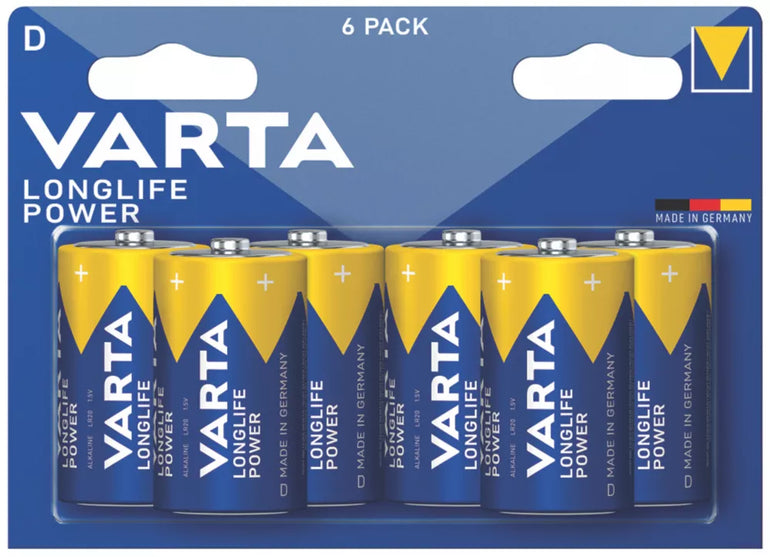 VARTA LONGLIFE POWER D ALKALINE HIGH ENERGY BATTERIES 6 PACK