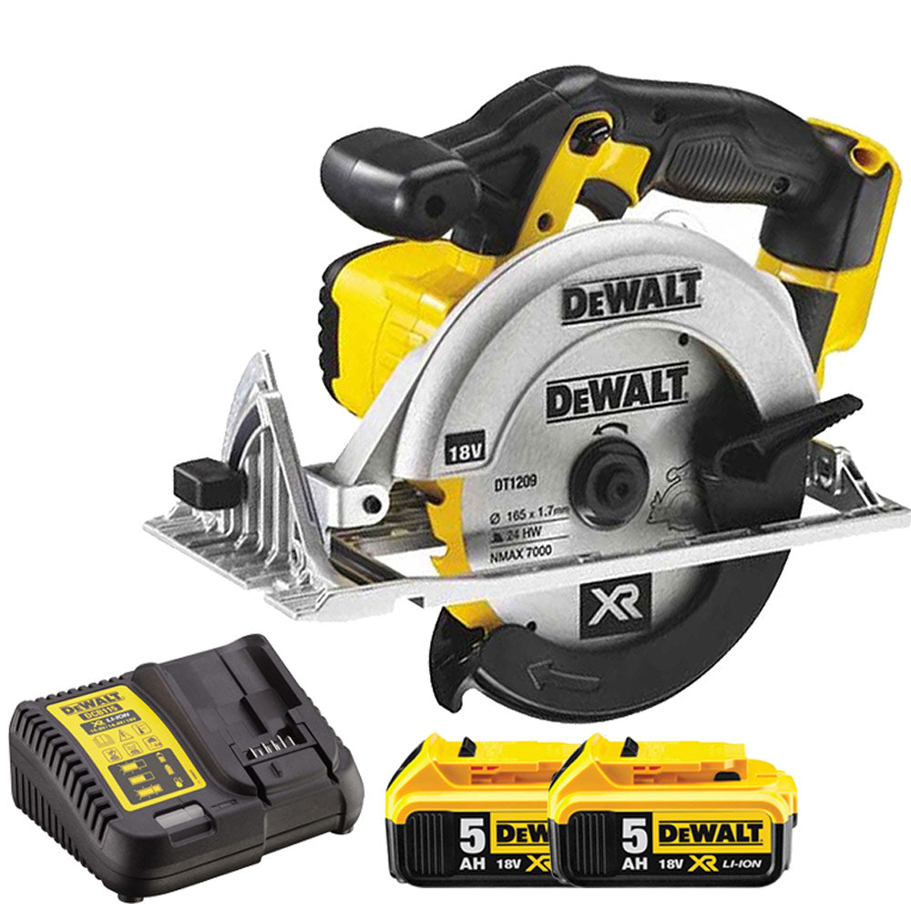 Dewalt DCS391N 18V 165mm Circular Saw With 2 x 5Ah Batteries & Charger