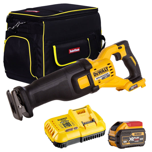 Dewalt DCS388N 54V Flexvolt Brushless Reciprocating Saw with 1 x 9.0Ah Battery Charger & 20" Bag