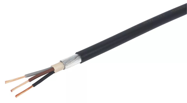 PRYSMIAN 6943X BLACK 3-CORE 2.5MM² ARMOURED CABLE 25M COIL