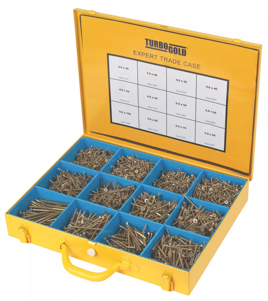 TURBOGOLD PZ DOUBLE-COUNTERSUNK WOODSCREWS EXPERT TRADE CASE 2800 PCS