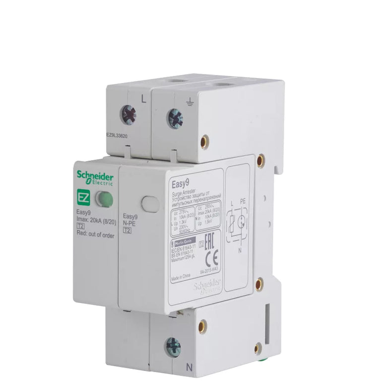 SCHNEIDER ELECTRIC EASY9+ SP & N TYPE 2 SURGE PROTECTION DEVICE 20KA (394GV)