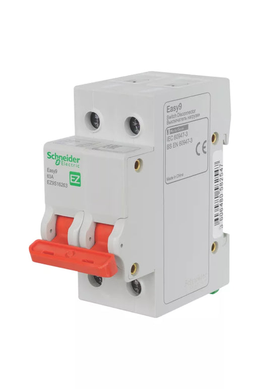 SCHNEIDER ELECTRIC EASY9 63A DP SWITCH DISCONNECTOR