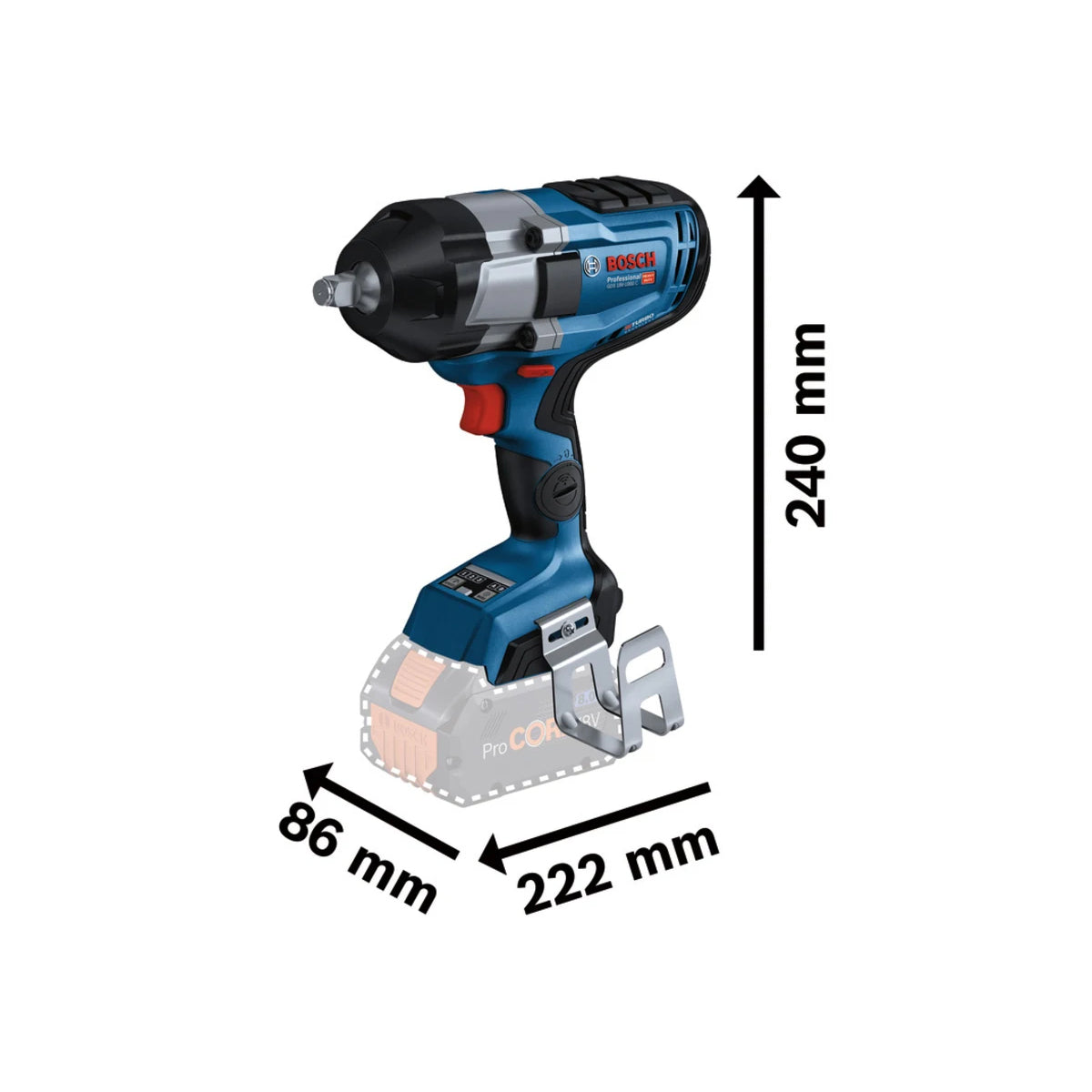 Bosch GDS 18V-1000 C Pro Impact Wrench 2 x 5.5Ah Batteries & Charger 06019J8071