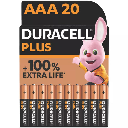 DURACELL PLUS AAA ALKALINE BATTERIES 20 PACK