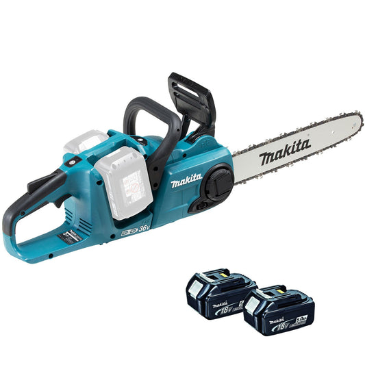 Makita DUC353Z 18v Twin 36v Brushless Chainsaw With 2 x 5Ah Batteries