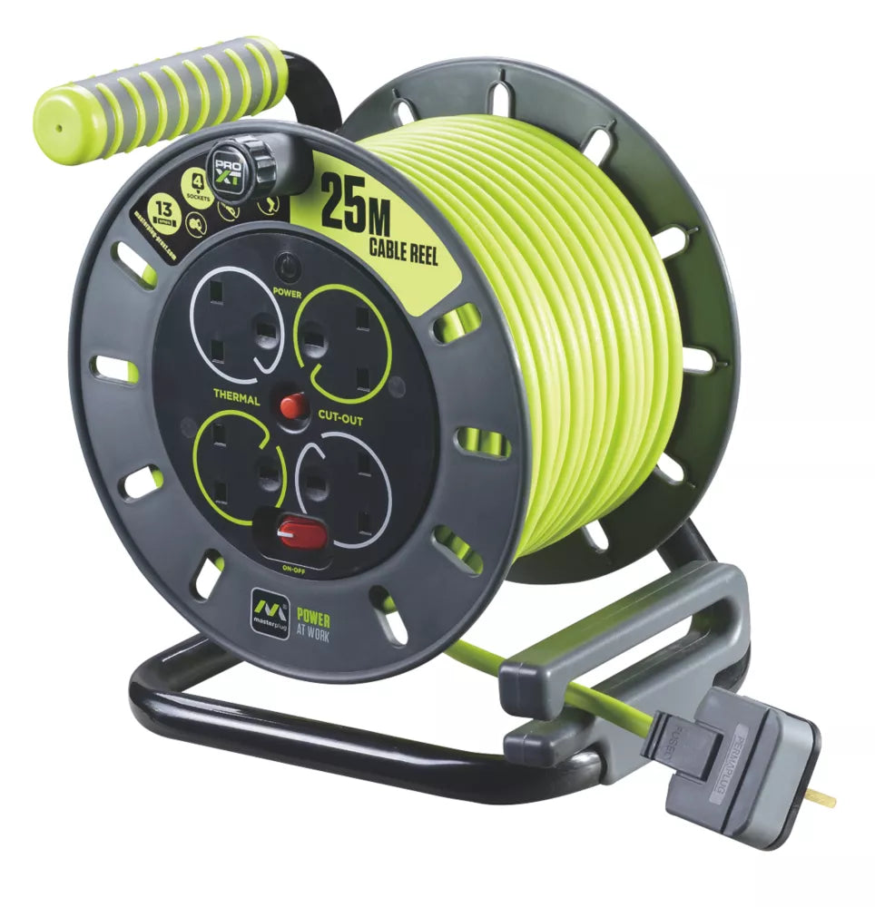 PRO XT OMU2513 13A 4-GANG 25M CABLE REEL 240V