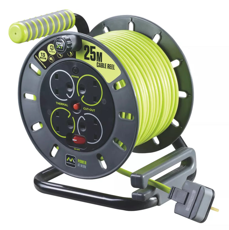 PRO XT OMU2513 13A 4-GANG 25M CABLE REEL 240V