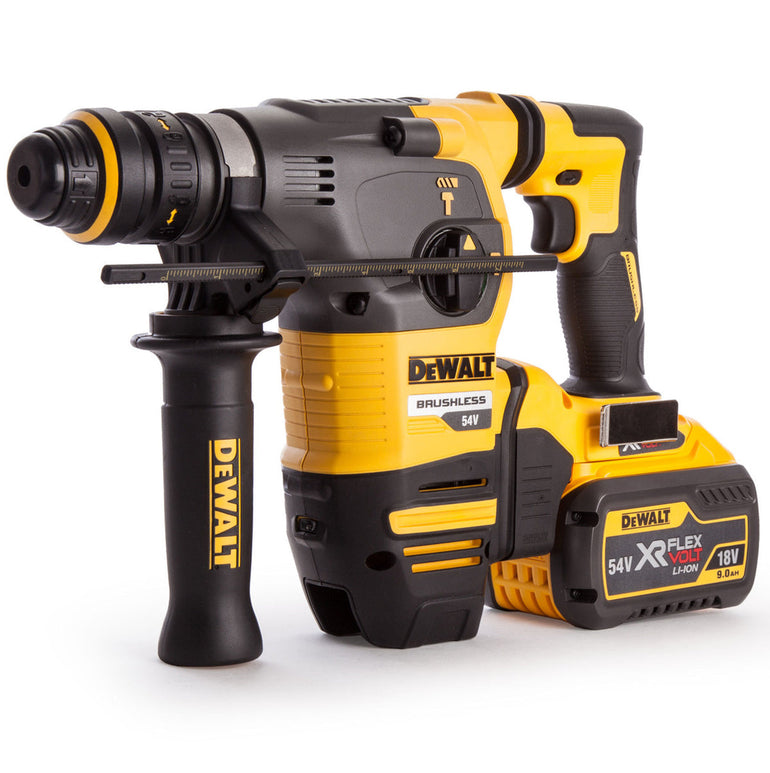 Dewalt DCH334X2 54V FlexVolt Brushless SDS+ Hammer Drill with 2 x 9.0Ah Batteries Charger & Case