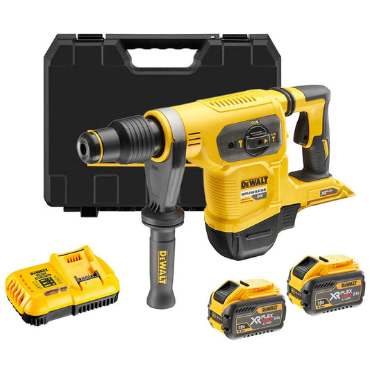 Dewalt DCH481X2 54V FlexVolt Brushless SDS Max Hammer Drill with 2 x 9.0Ah Batteries Charger & Case