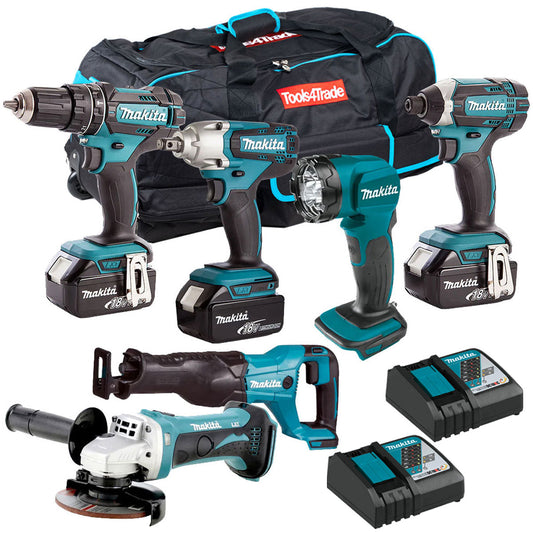 Makita 18V 6 Piece Tool Kit 3 x 5.0Ah Batteries & Charger T4TKIT-4272