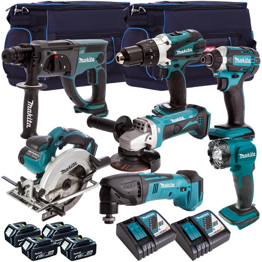 Makita 18V 7 Piece Tool Kit with 4 x 5.0Ah Batteries & Charger T4TKIT-4317