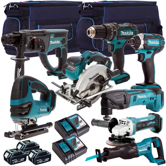 Makita 18V 8 Piece Tool Kit  3 x 5.0Ah Batteries & Charger T4TKIT-4344