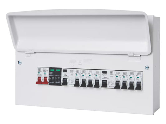 MK SENTRY 16-MODULE 8-WAY POPULATED DUAL RCD CONSUMER UNIT WITH SPD (437PF)