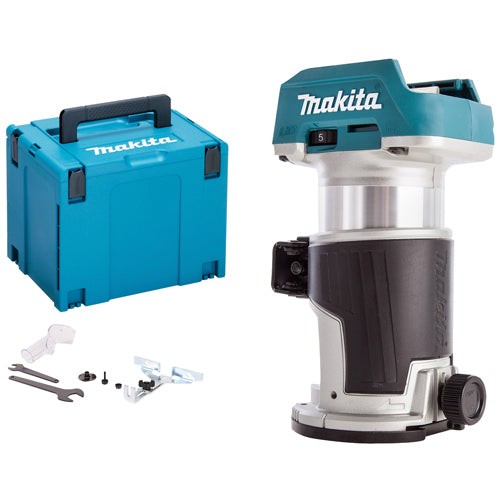 Makita DRT50ZJ 18V Brushless Router Trimmer With Plunge Router Base & Dust Nozzle Set