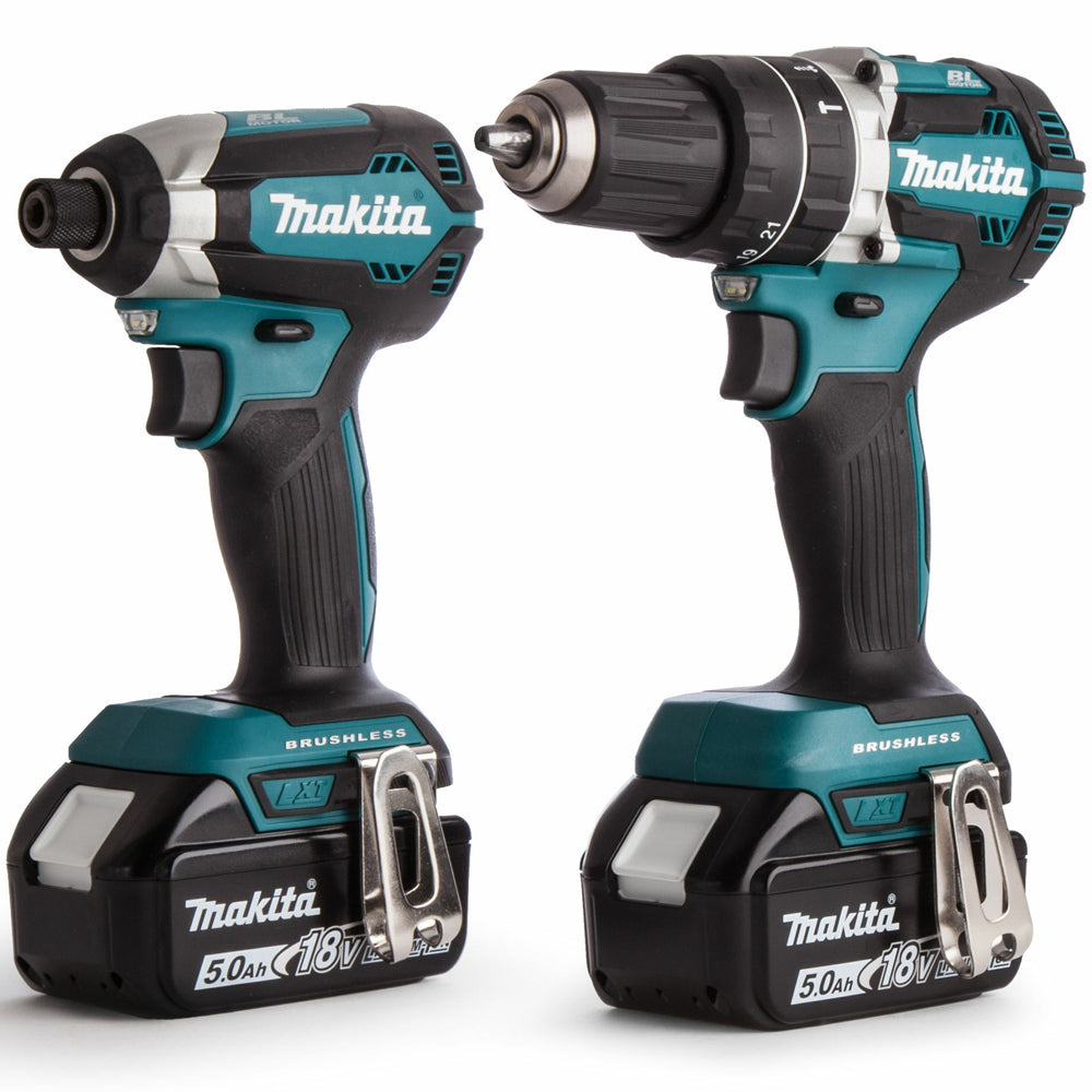 Makita DLX2180TJ 18V Brushless Combi Drill + Impact Driver Twin Kit With 2 x 5.0Ah Batteries Charger