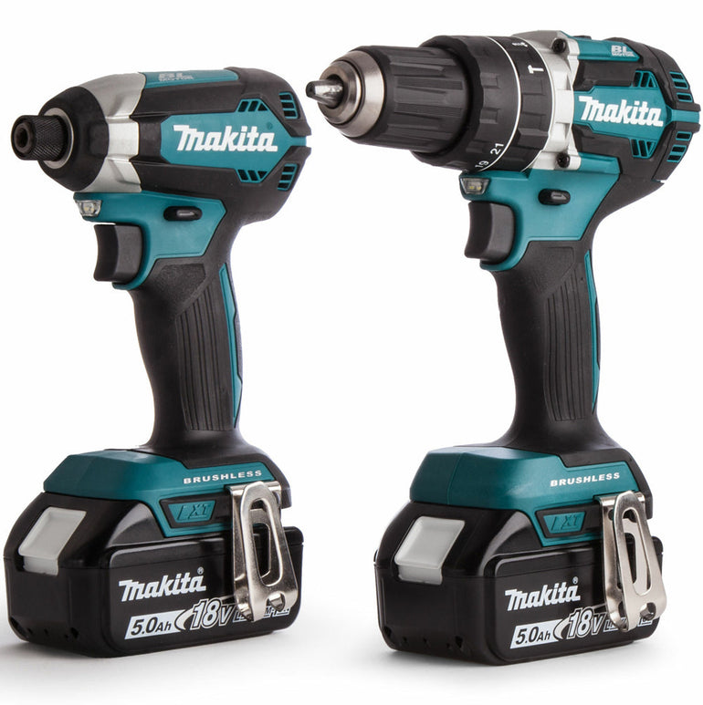 Makita DLX2180TJ 18V Brushless Combi Drill + Impact Driver Twin Kit With 2 x 5.0Ah Batteries Charger