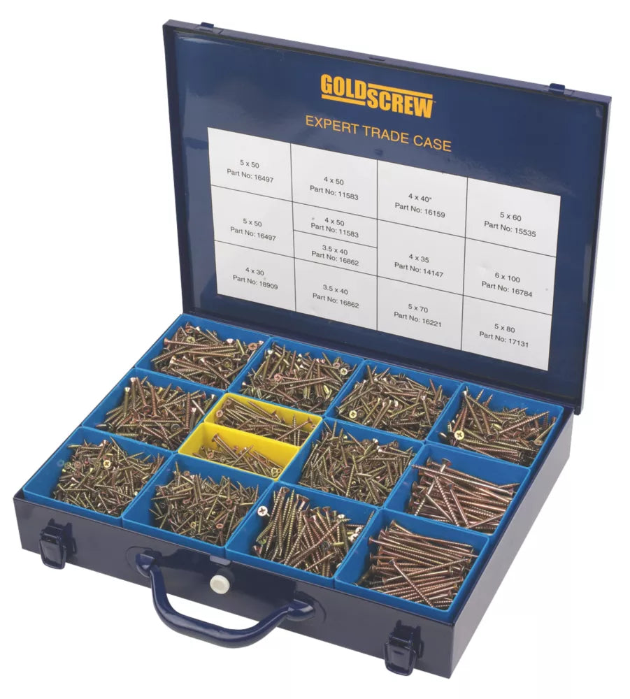 GOLDSCREW PZ DOUBLE-COUNTERSUNK WOODSCREWS EXPERT TRADE CASE 2800 PCS