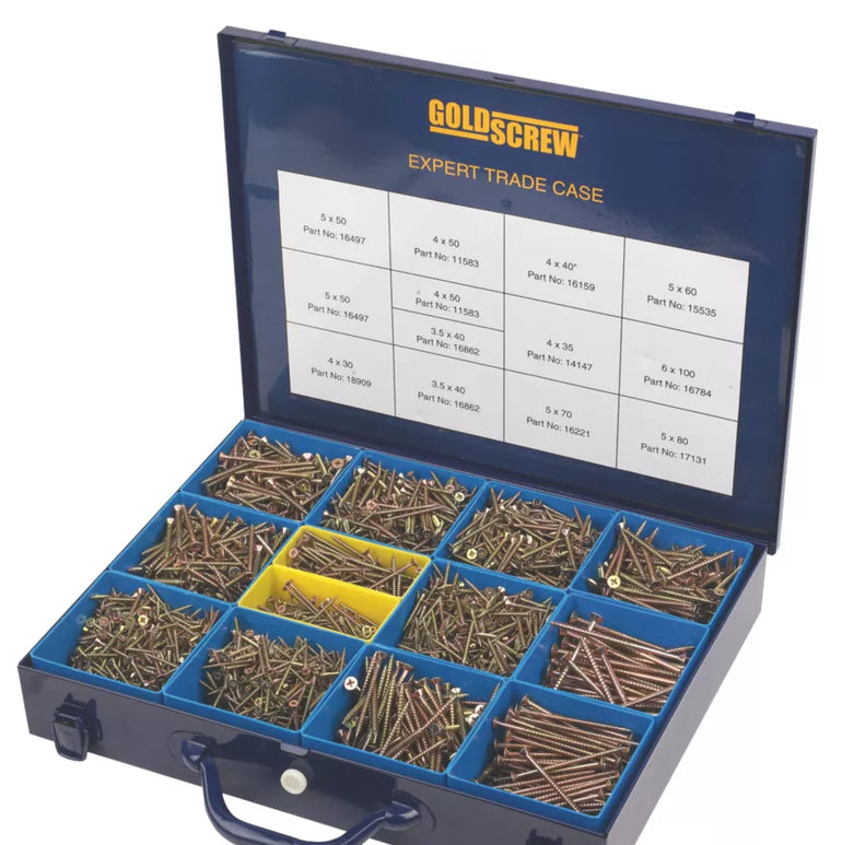 GOLDSCREW PZ DOUBLE-COUNTERSUNK WOODSCREWS EXPERT TRADE CASE 2800 PCS