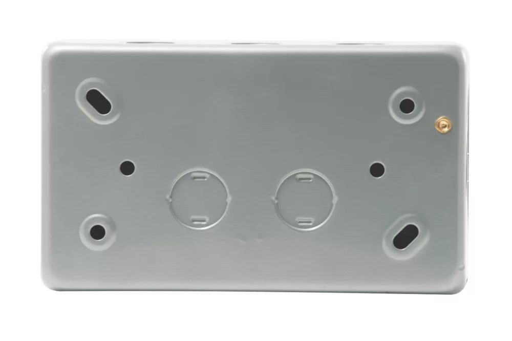 BRITISH GENERAL 13A 2-GANG SP SWITCHED METAL CLAD PASSIVE RCD SOCKET WITH WHITE INSERTS