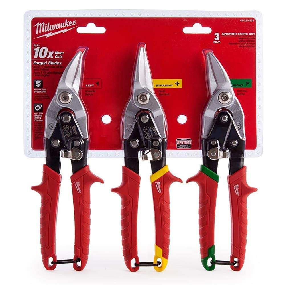 Milwaukee  Metal Snips Triple Pack Left Right and Straight Cut 48224533