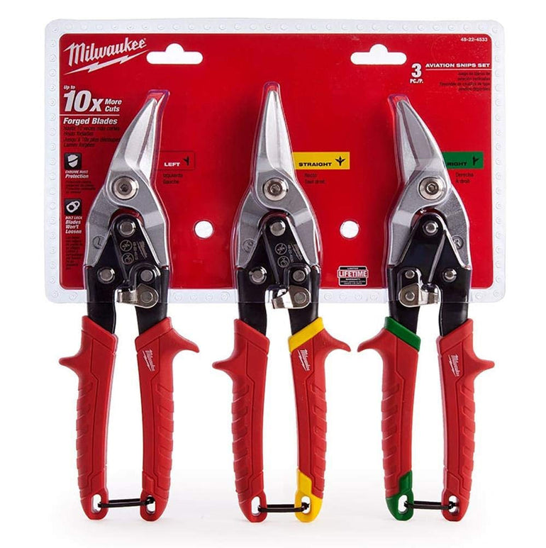 Milwaukee  Metal Snips Triple Pack Left Right and Straight Cut 48224533