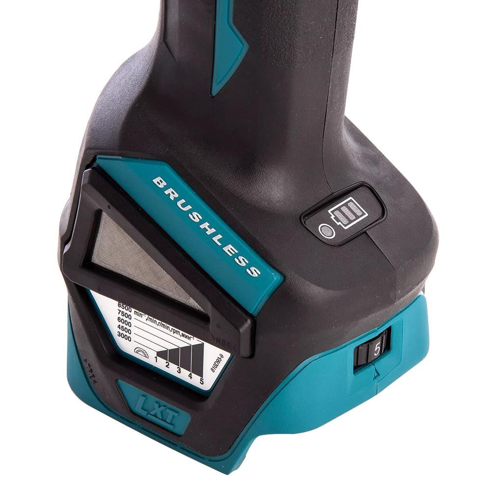 Makita DGA463Z 18V Brushless 115mm Angle Grinder with 1 x 5.0Ah Battery Charger & 18" Bag