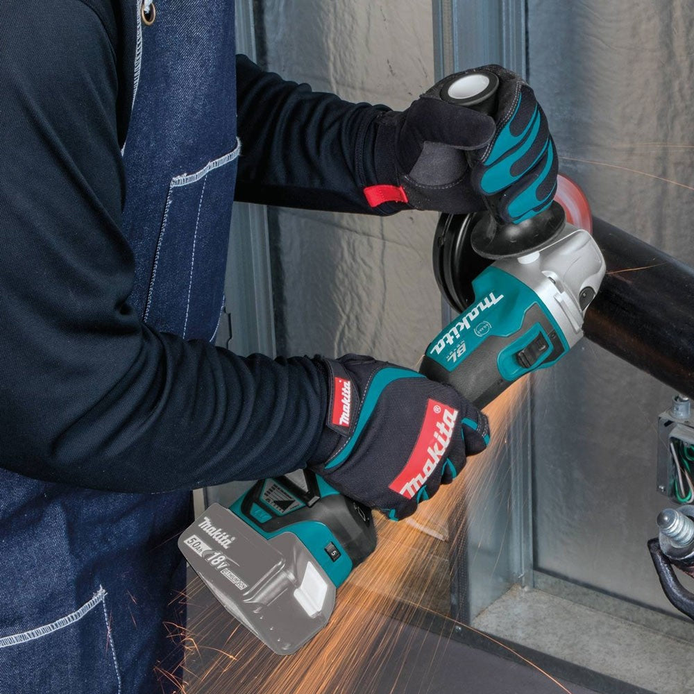 Makita DGA463Z 18V Brushless 115mm Angle Grinder with 1 x 5.0Ah Battery Charger & 18" Bag