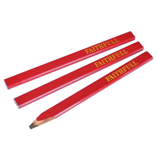 Faithfull Carpenters Pencils Pack of 3 Red / Medium FAICPR