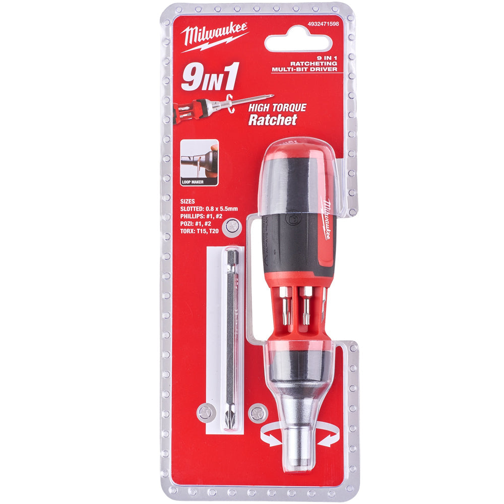 Milwaukee 9-In-1 Ratchet Multi-Bit Screwdriver Universal 4932471598