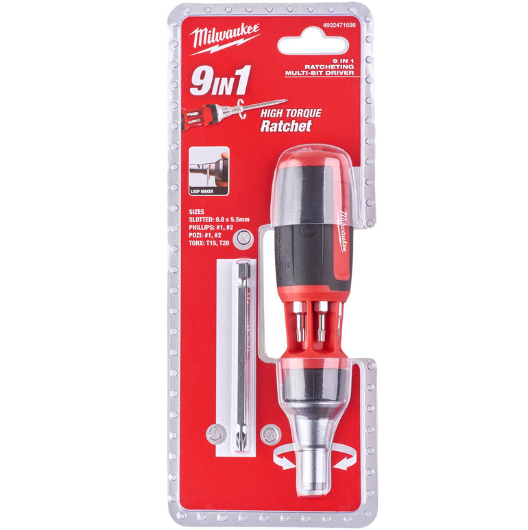 Milwaukee 9-In-1 Ratchet Multi-Bit Screwdriver Universal 4932471598