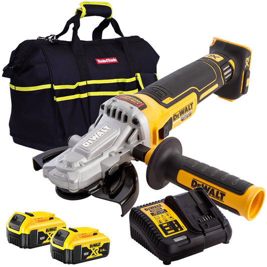 Dewalt DCG405FN 18V Brushless 125mm Angle Grinder with 2 x 5.0Ah Batteries & Charger in Bag