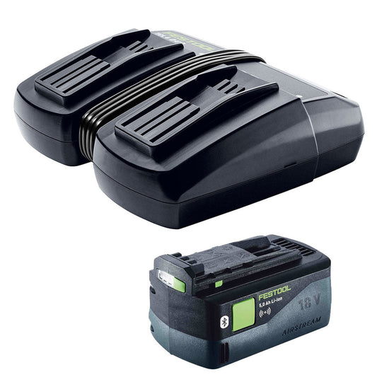 Festool 18V 5.0Ah AIRSTREAM Battery 577660 & 10.8-18V TCL 6 DUO Rapid Charger 230V 577019