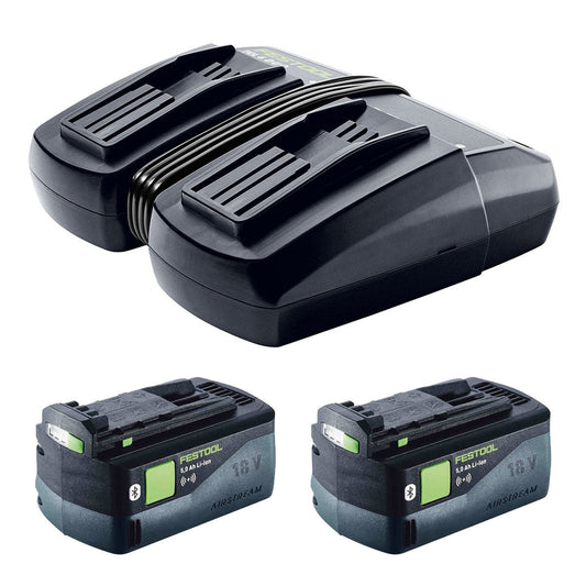 Festool 18V 2 x 5.0Ah AIRSTREAM Battery 577660 & 10.8-18V TCL 6 DUO 230V GB Rapid Charger 577019