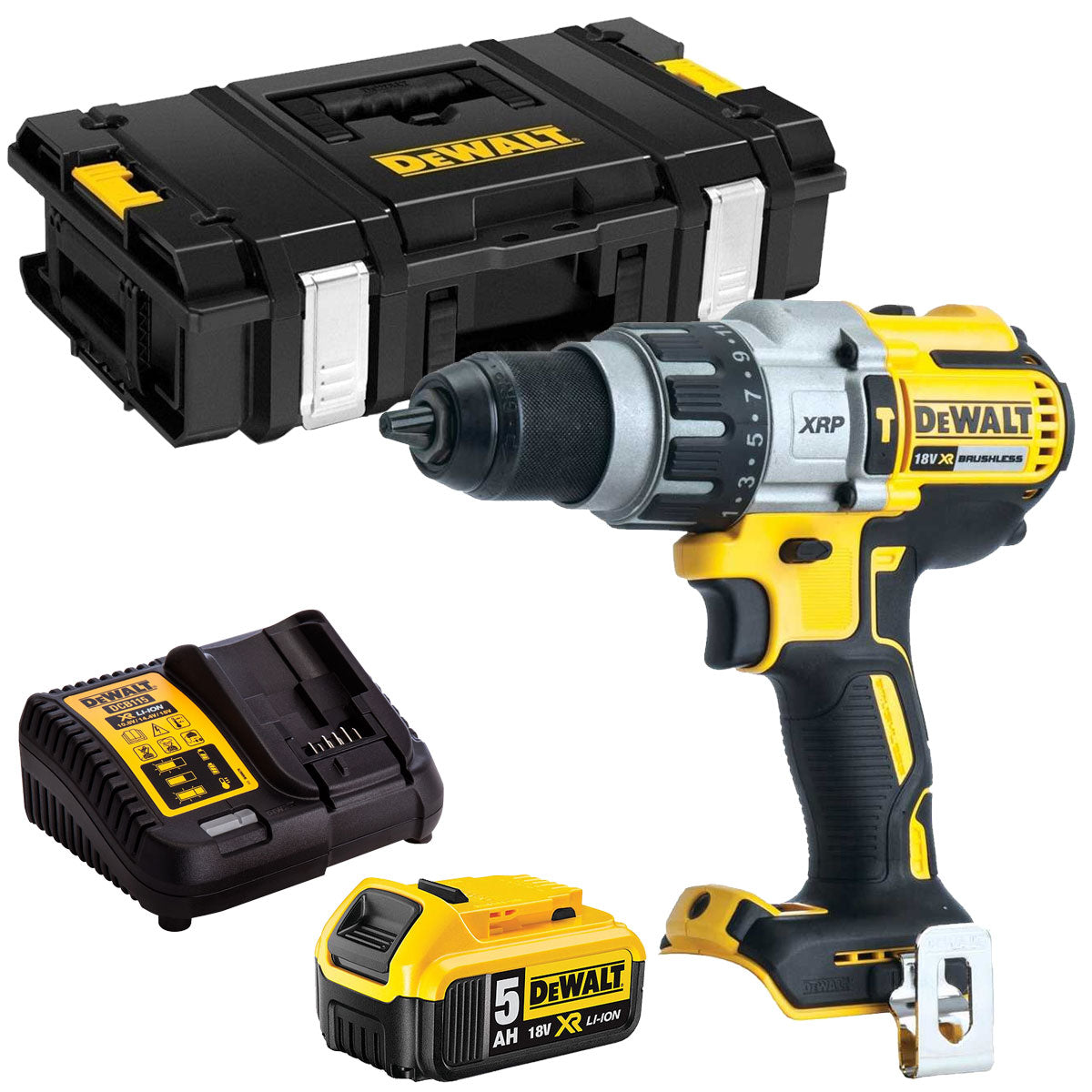 Dewalt DCD996N 18V Brushless Combi Drill with 1 x 5.0Ah Battery Charger & Case