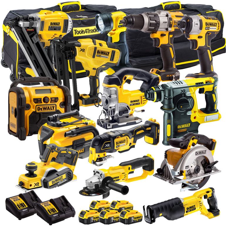 Dewalt 18V 14 Piece Power Tool Kit with 5 x 5.0Ah Batteries T4TKIT-998