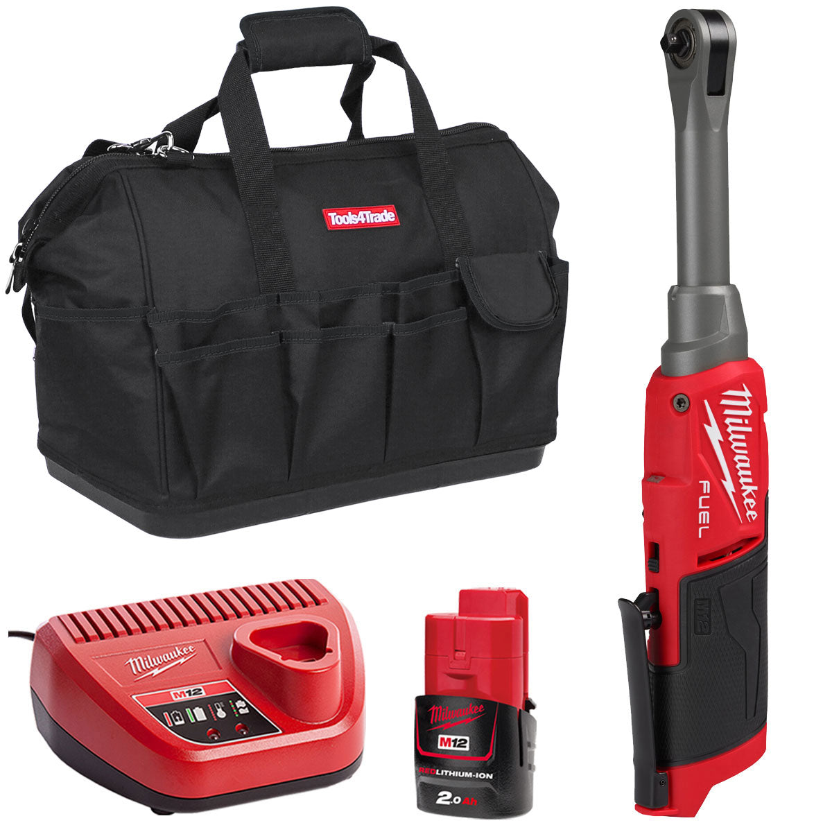 Milwaukee M12FHIR14LR-0 12V Brushless 1/4" Ratchet with 1 x 2.0Ah Battery & Charger in Bag