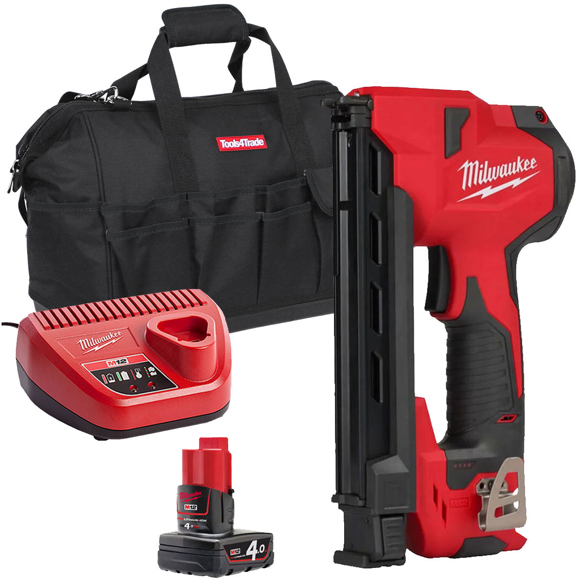 Milwaukee M12 BCST-0 12V Cable Stapler with 1 x 4.0Ah Battery & Charger in Bag