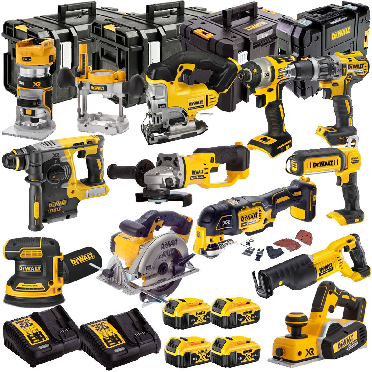 Dewalt 18V 12 Piece Power Tool Kit with 4 x 5.0Ah Batteries T4TKIT-4825