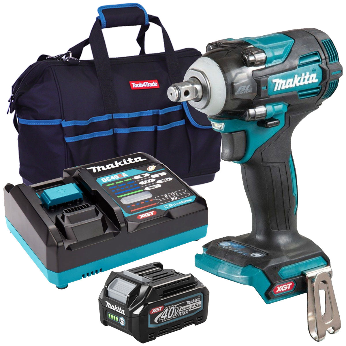 Makita TW004GZ 40V Brushless 1/2" Impact Wrench With 1 x 2.5Ah Battery Charger & Bag