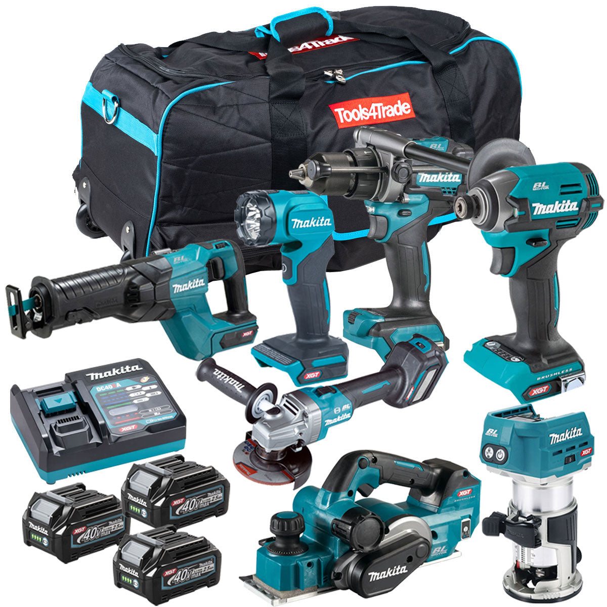 Makita 40V XGT 7 Piece Brushless Power Tool Kit with 3 x 2.5Ah Battery T4TKIT-16049